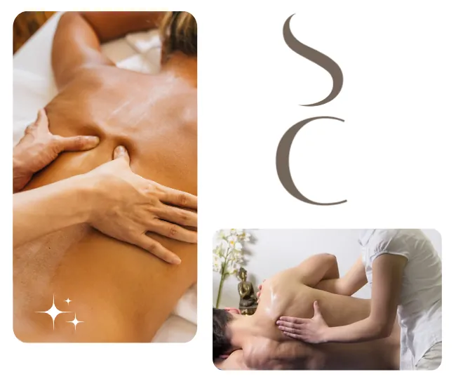 Esteticista realizando un masaje de espalda en cabina